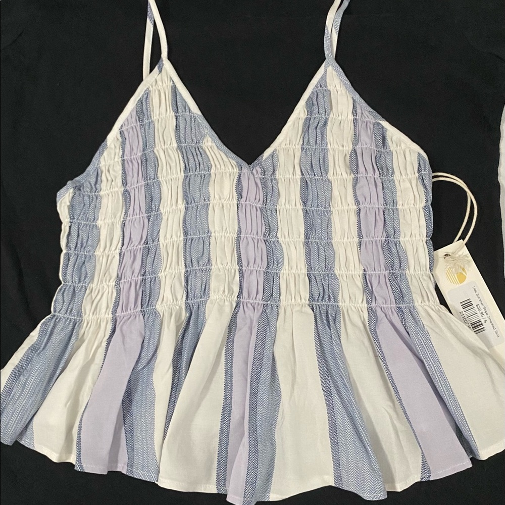 Lilac Summer Stripe Smocked Crop Top
